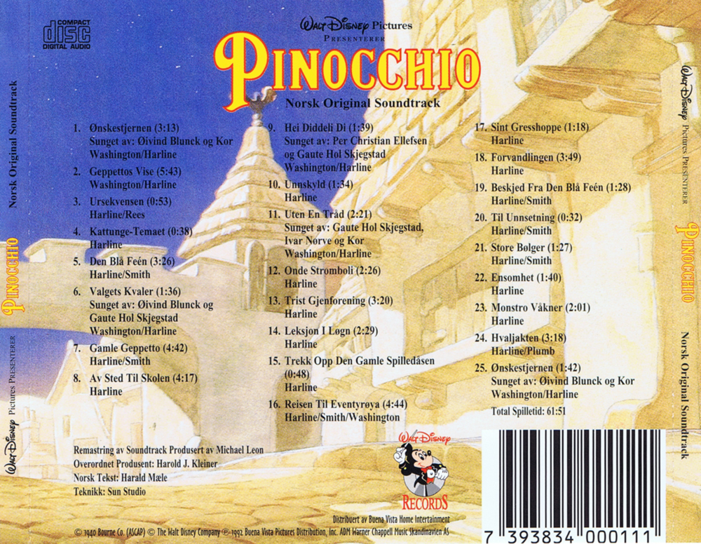 Pinocchio CD Rear